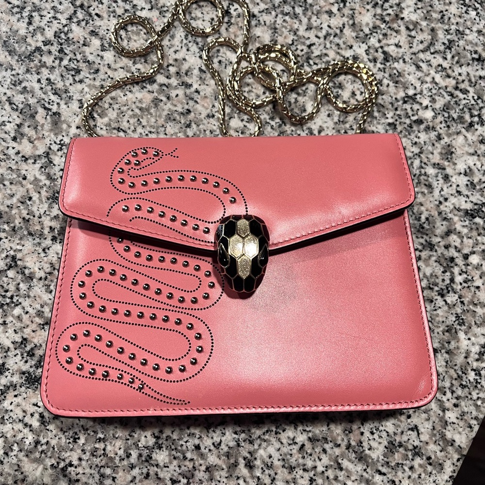 **SOLD**Bvlgari Serpenti Forever Bag Pink Leather and Studs Bag